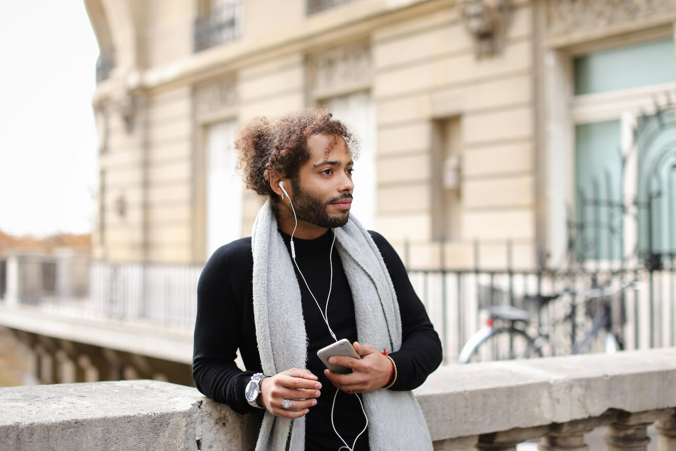 Young man in city