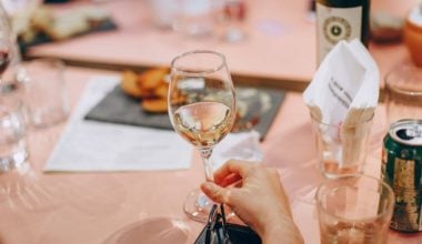 wine glass at the dinner table