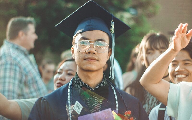 Young man in academic dress