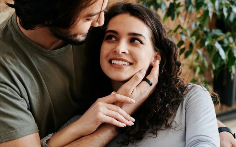 couple looking at each other and smiling