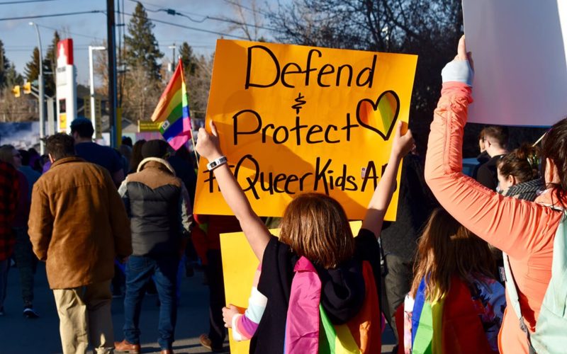 Defend and protect queer kids sign