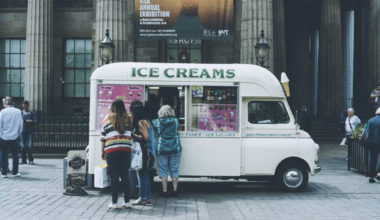 women in line for the ice cream truck