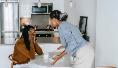 woman yelling at man over table