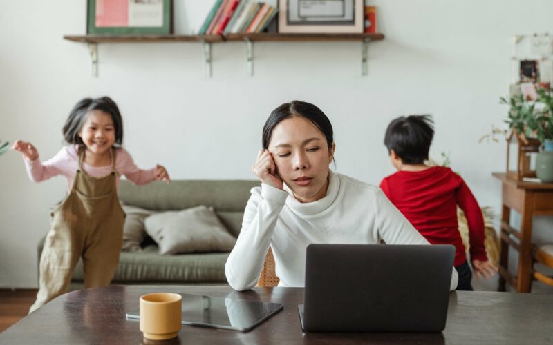 stressed-mother-overwhelmed-with-work-and-kids