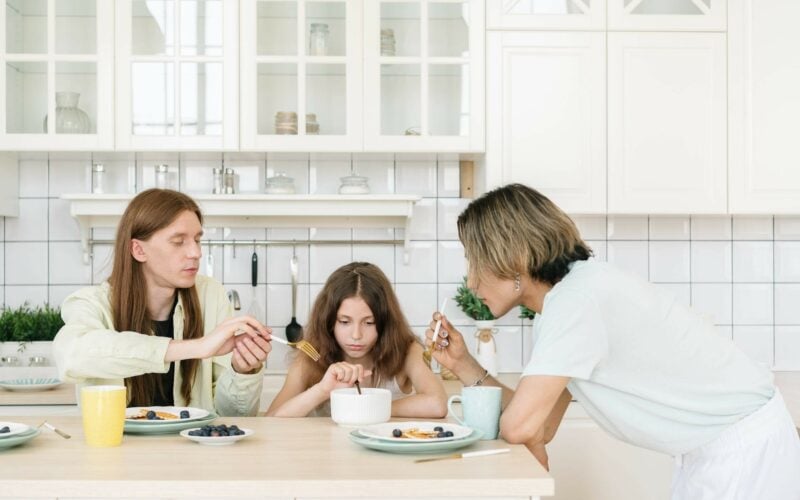 family eating together