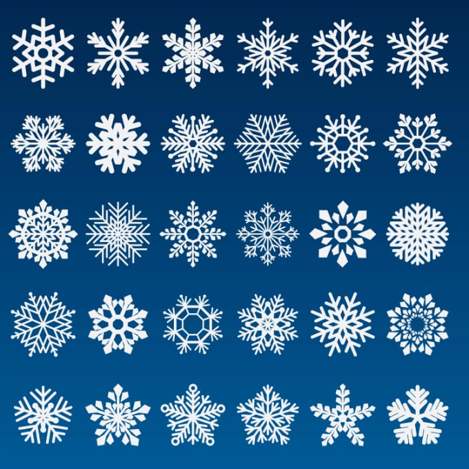 white snowflakes blue background