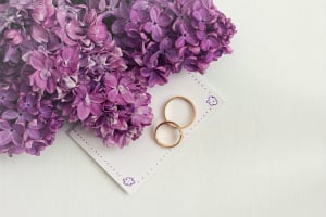 rings notebook flowers wedding planning