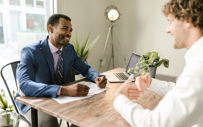 Patient and therapist talking