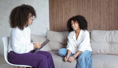 Young woman with psychotherapist