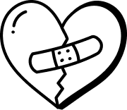 Broken heart with a bandage illustration