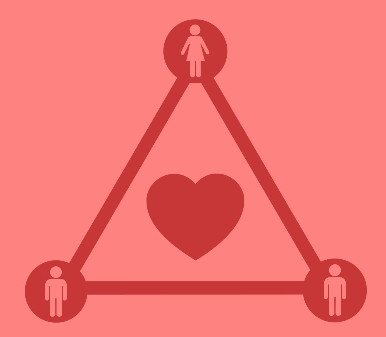 polyamory love triangle illustration