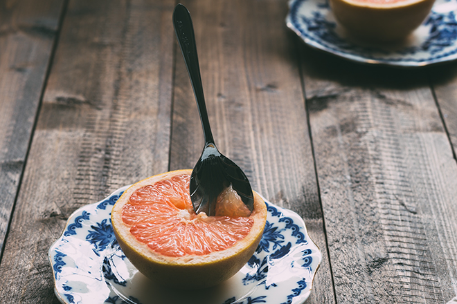 Spoon in a grapefruit