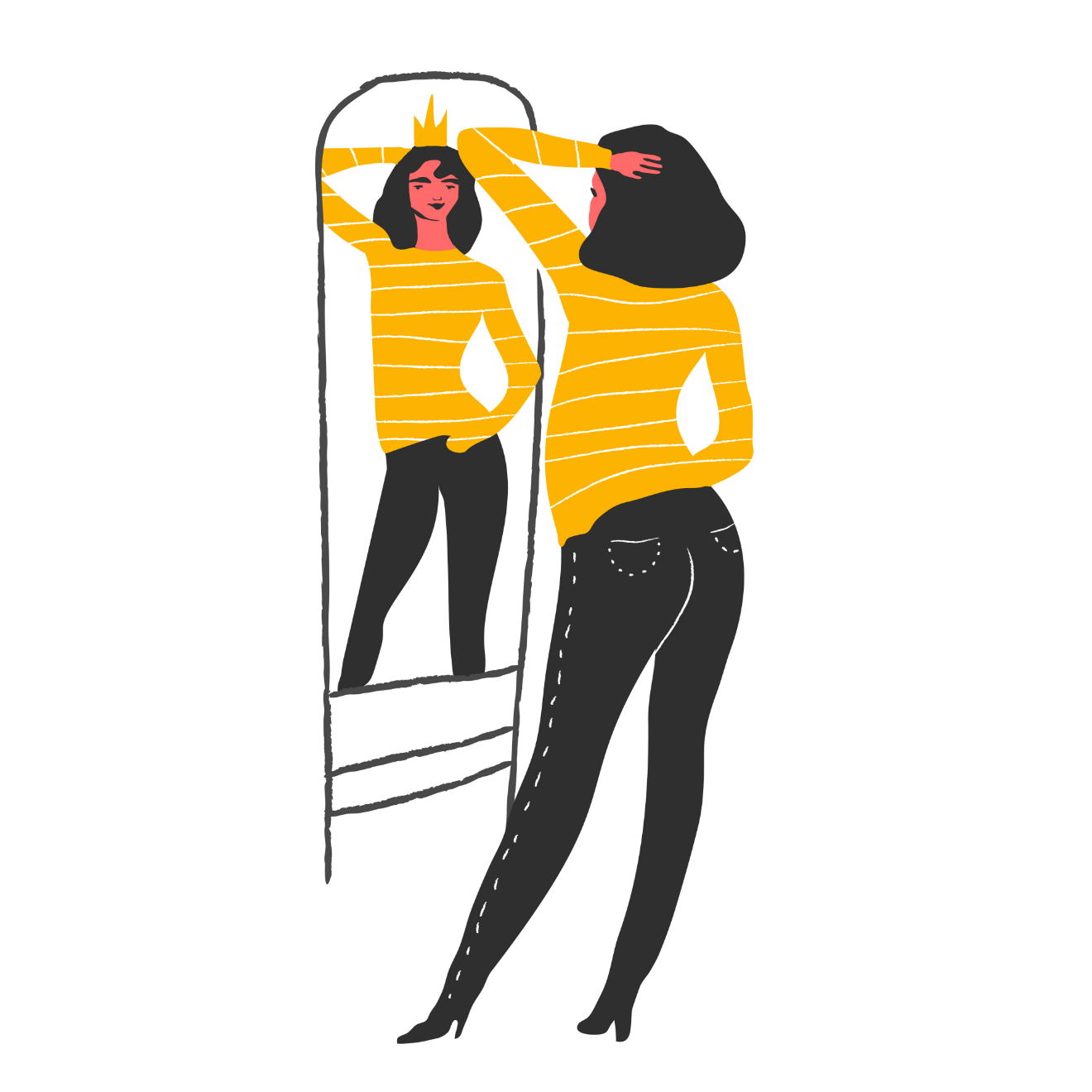 narcissist woman mirror crown illustration