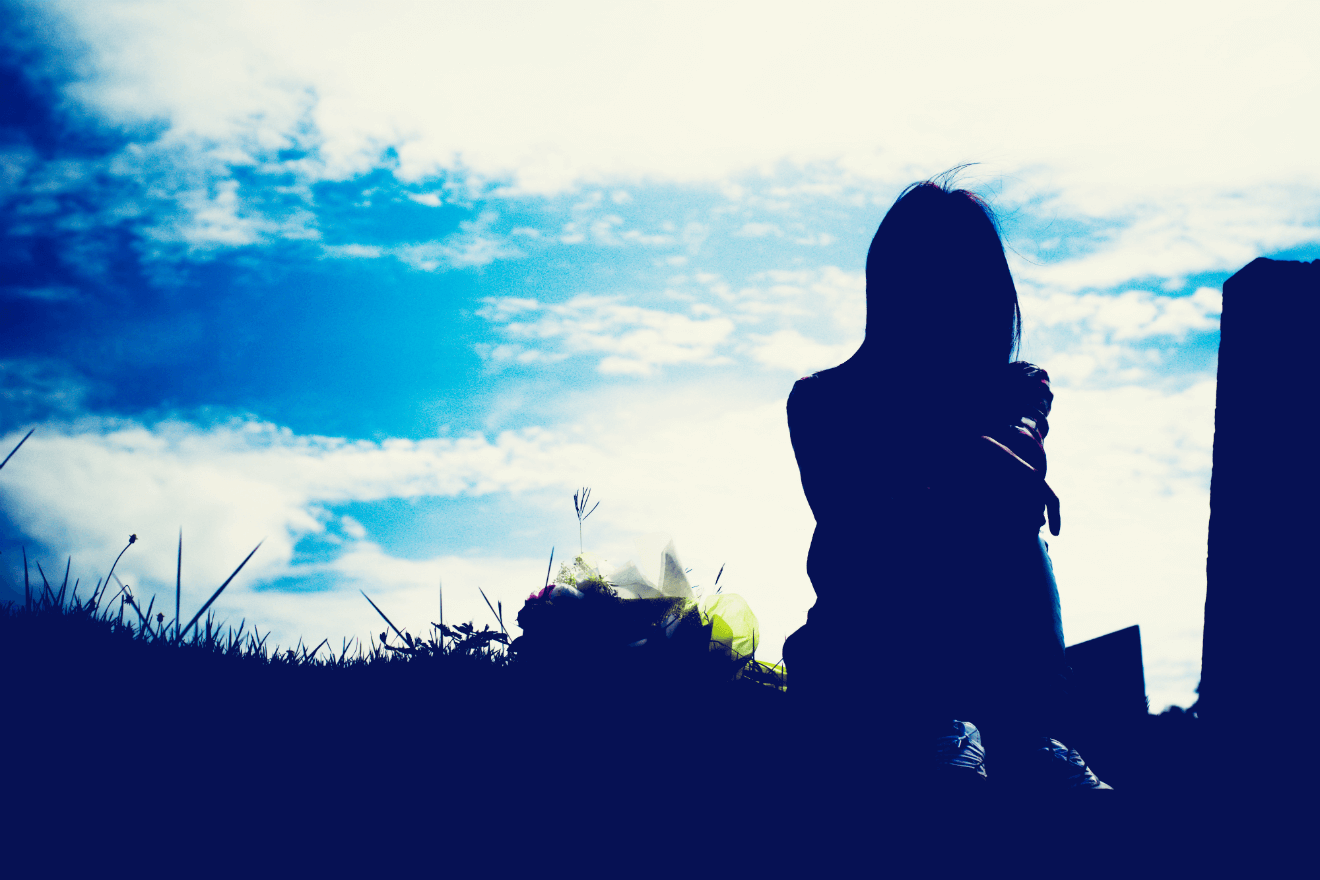 summer sky shadow over woman